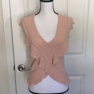 American Rag Cie Juniors Ruffle Crop Top  Blouse Blush Pink Small NWOT
